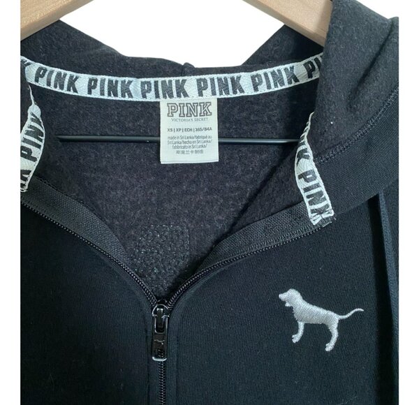 Victoria’s Secret Pink Rose Gold Silver Ombre Bling Sequin Hoodie S Black Zip Up - Picture 5 of 7